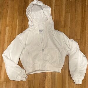 Athleta White Cropped Bomber Jacket